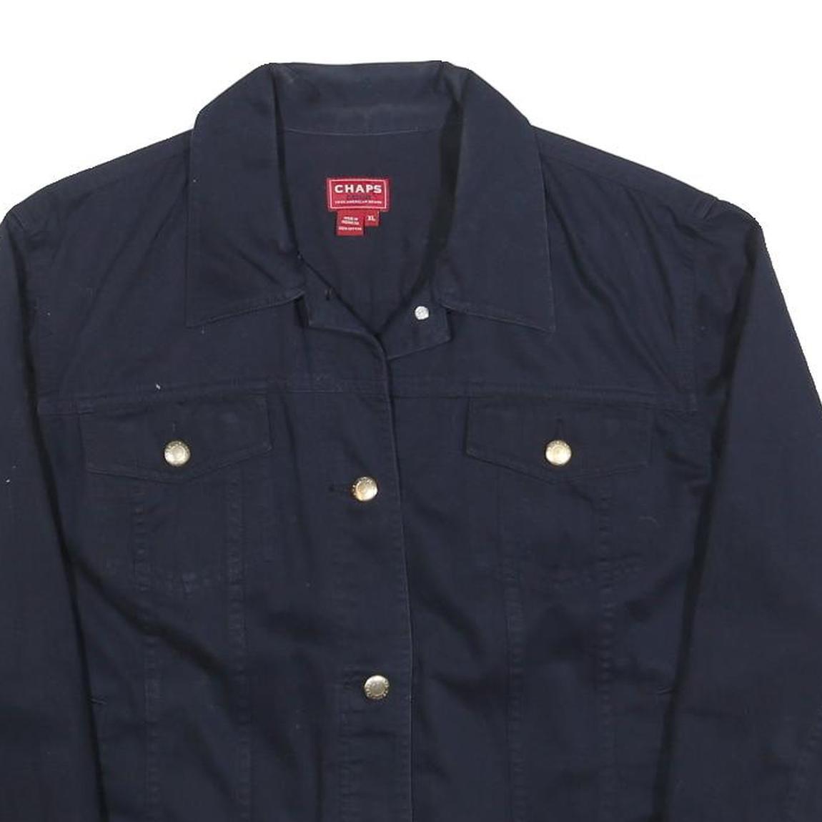 CHAPS Womens Navy Blue Jacket XL Cotton Classic Button Denim Label
