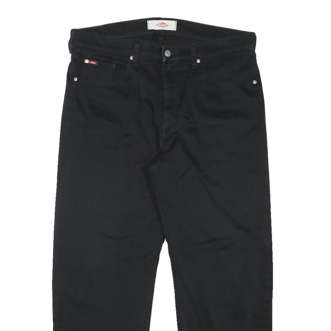 LEE COOPER Mens Black Regular Fit Straight Leg Trousers W34 L27 Zip Cotton Blend