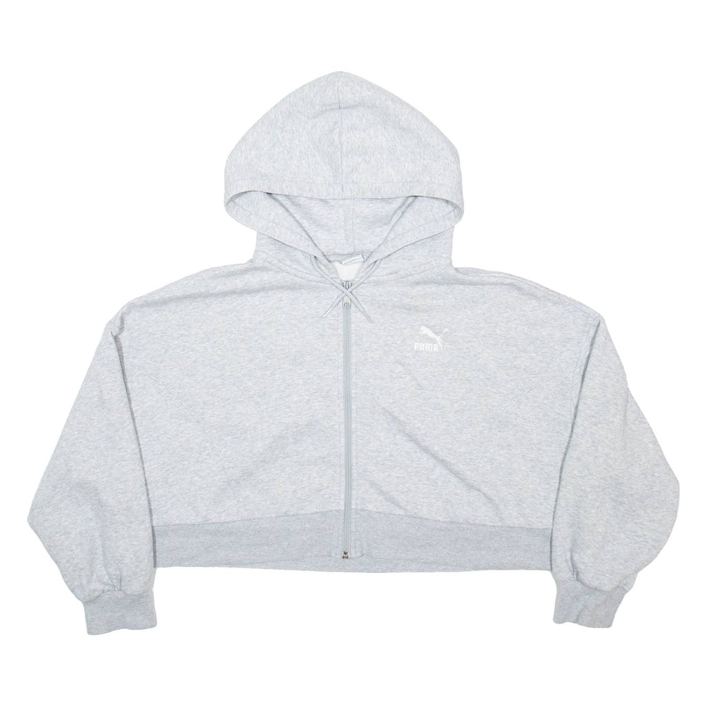 PUMA Cropped Womens Grey Hoodie Full Zip M