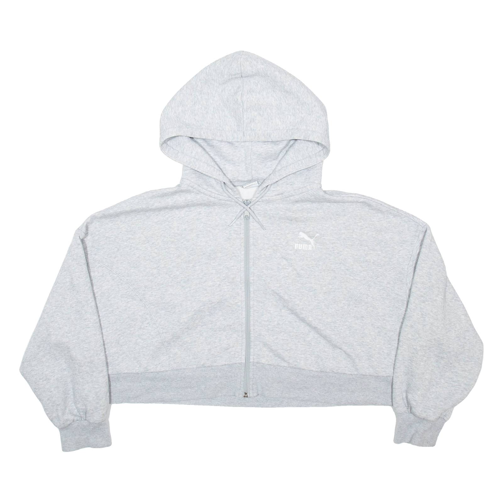 PUMA Cropped Womens Grey Hoodie Full Zip M