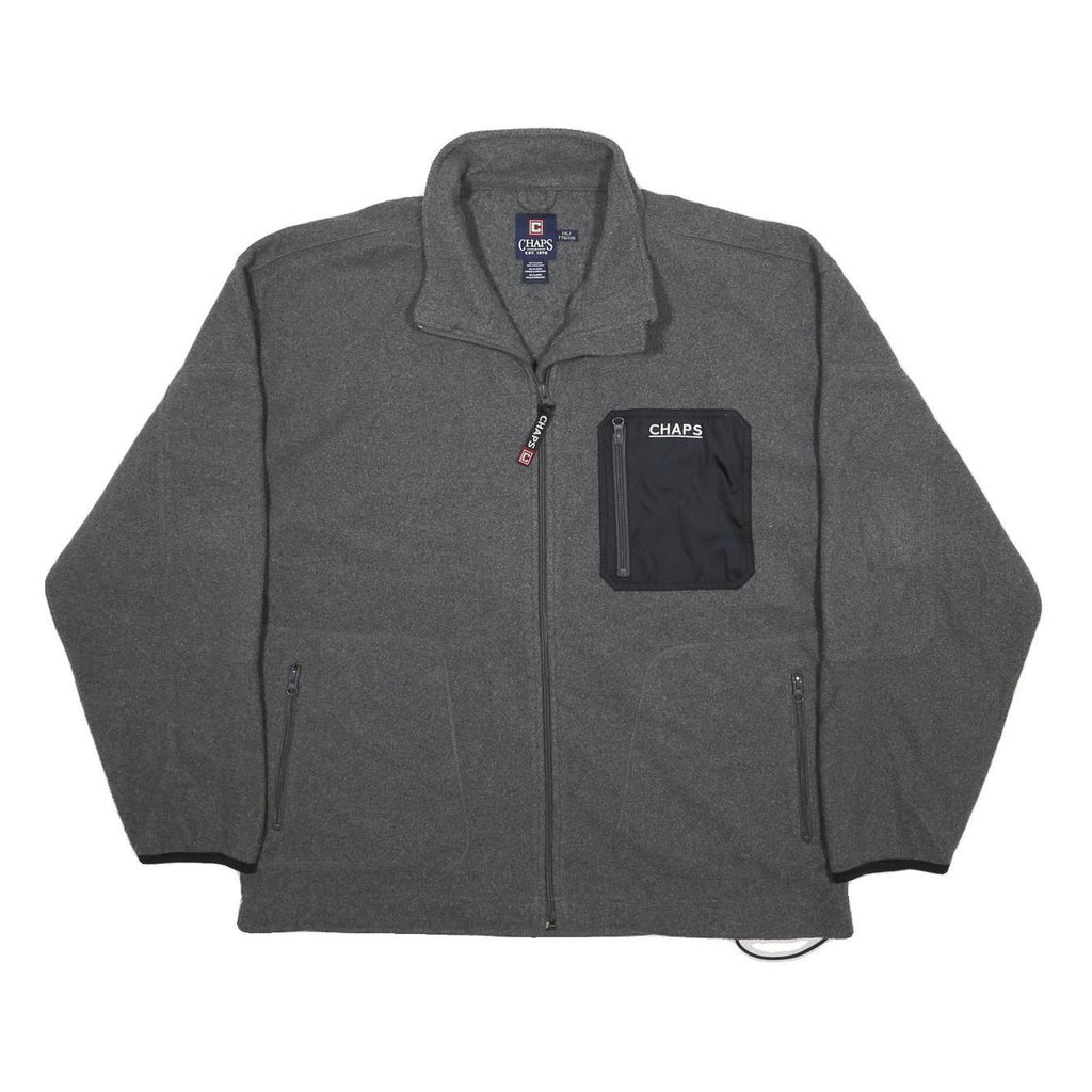 CHAPS Mens Grey & Black Zip Jacket 2XL Polyester Plain Casual Lightweight Pocket
