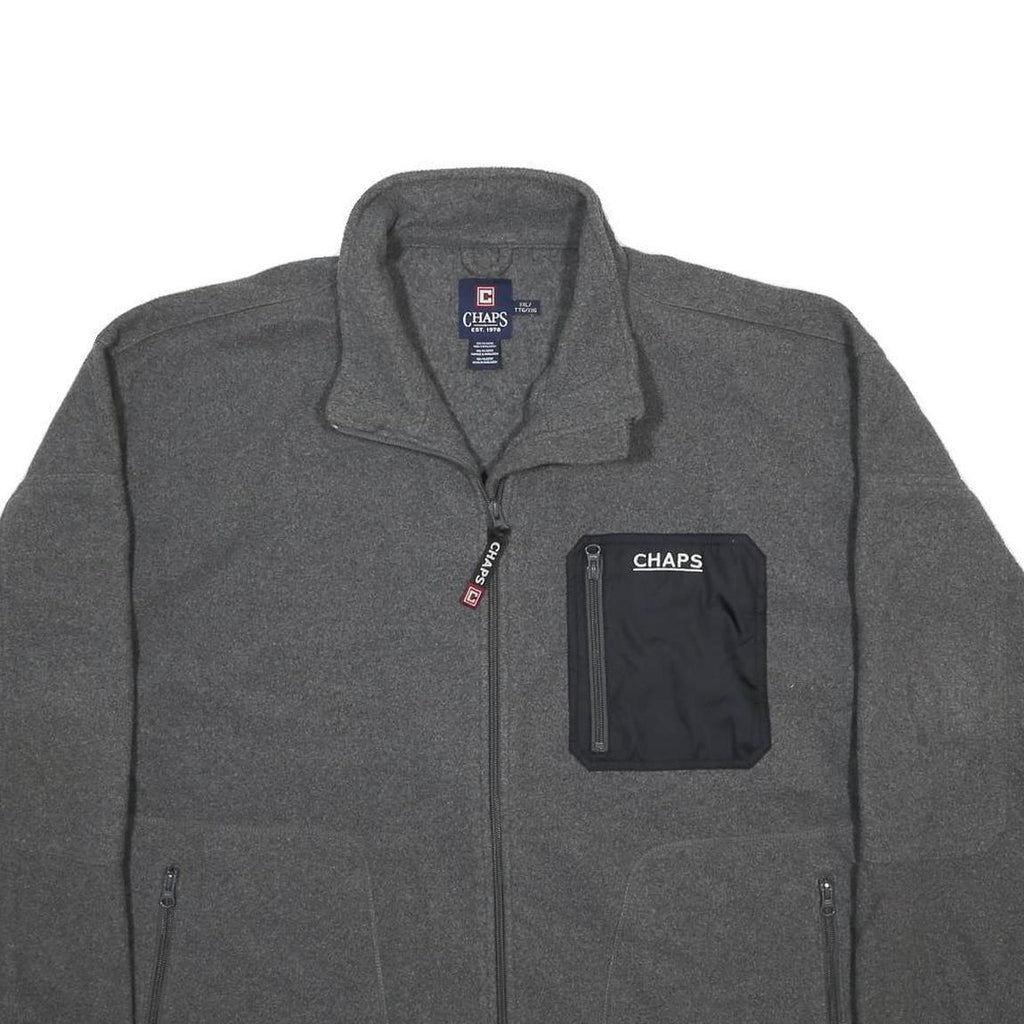 CHAPS Mens Grey & Black Zip Jacket 2XL Polyester Plain Casual Lightweight Pocket