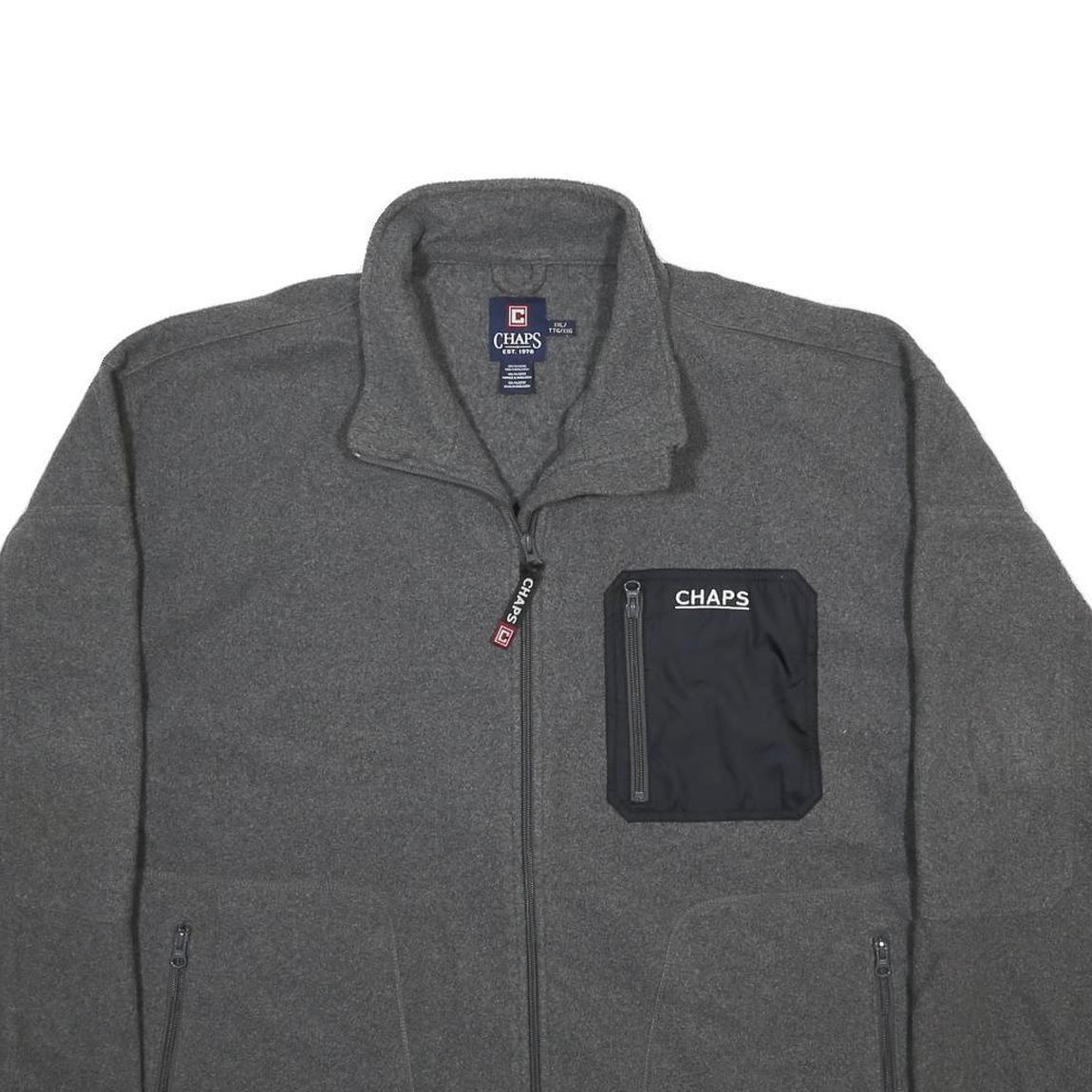 CHAPS Mens Grey & Black Zip Jacket 2XL Polyester Plain Casual Lightweight Pocket