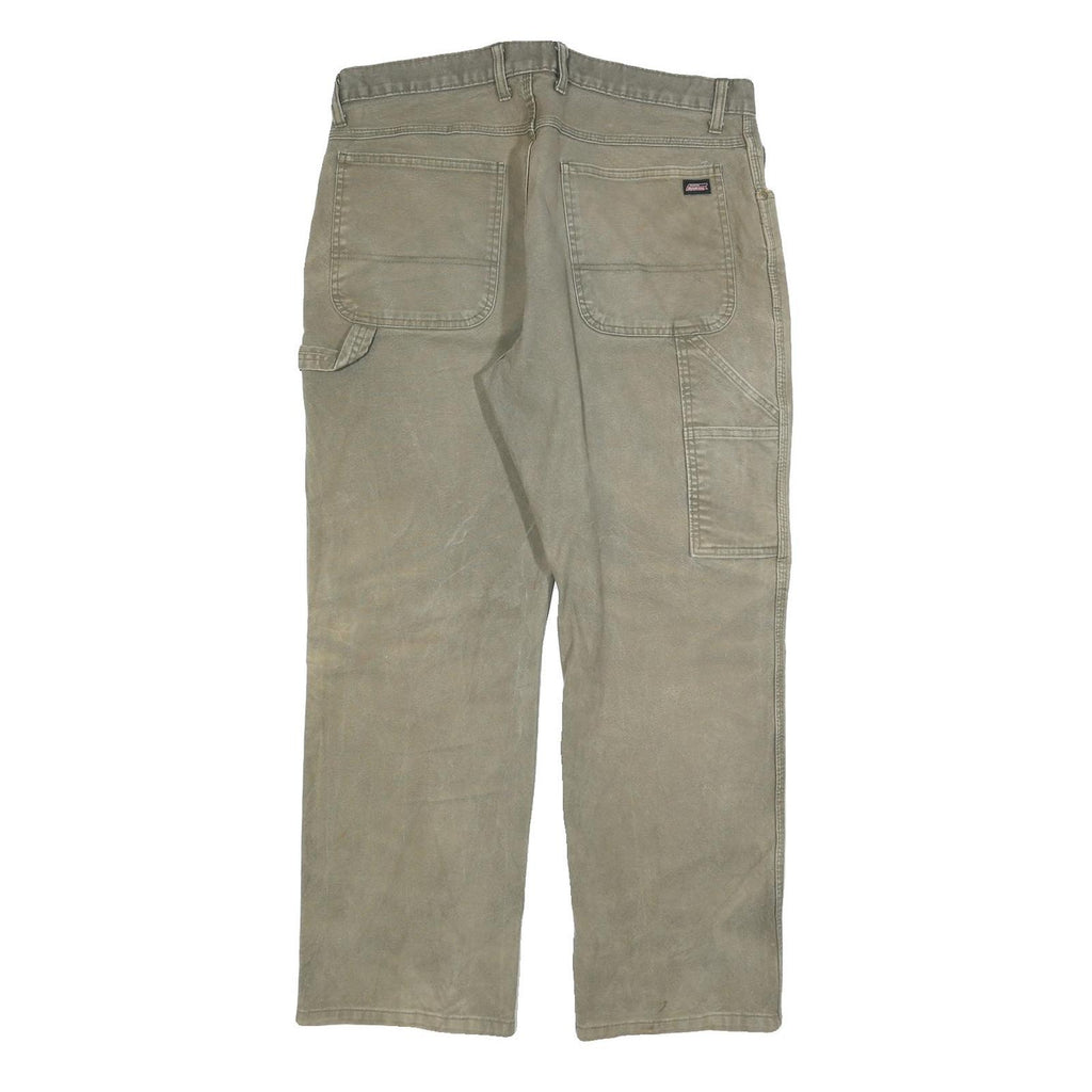 DICKIES Mens Relaxed Fit Jeans Beige Cotton Blend W36 L30 Workwear Zip Closure