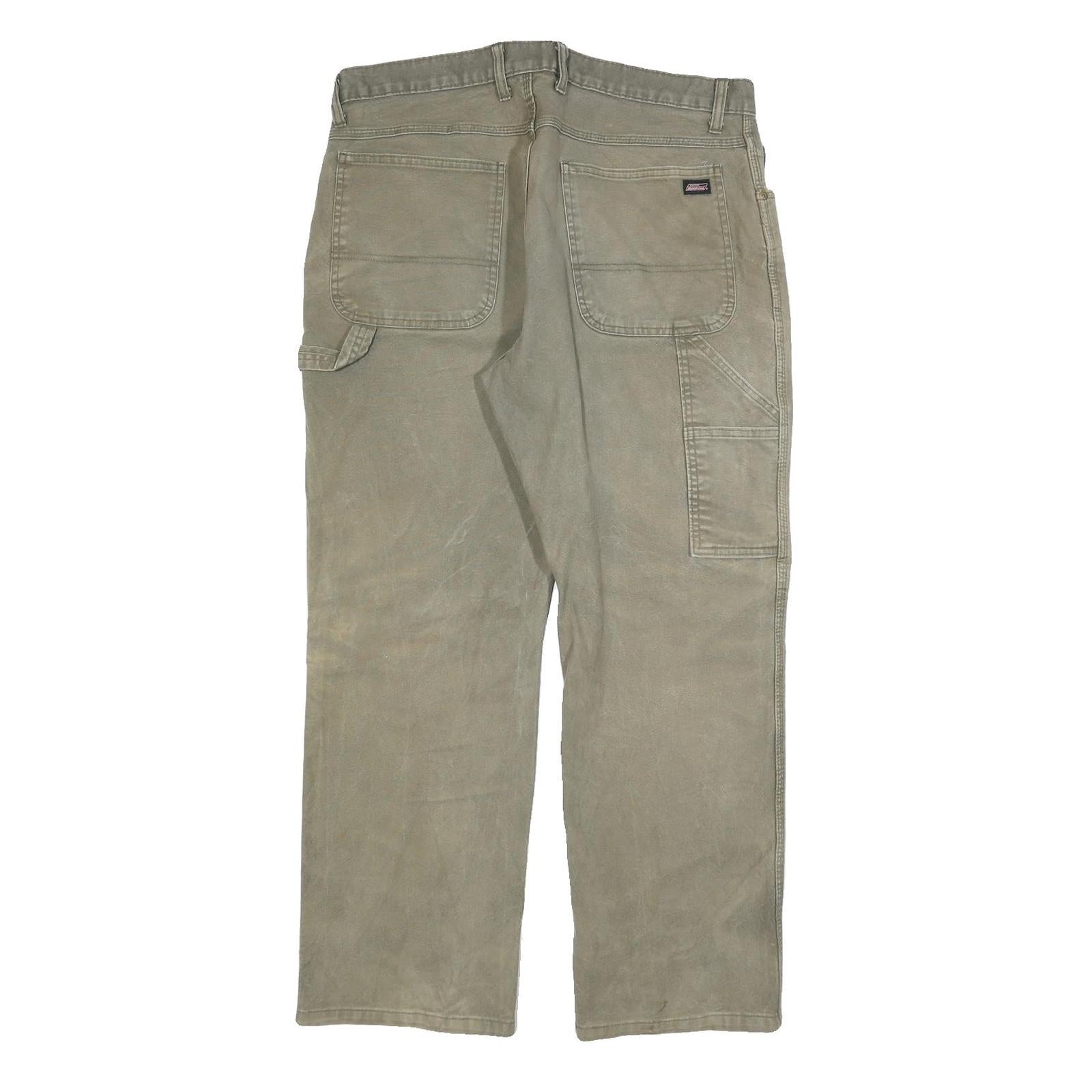 DICKIES Mens Relaxed Fit Jeans Beige Cotton Blend W36 L30 Workwear Zip Closure