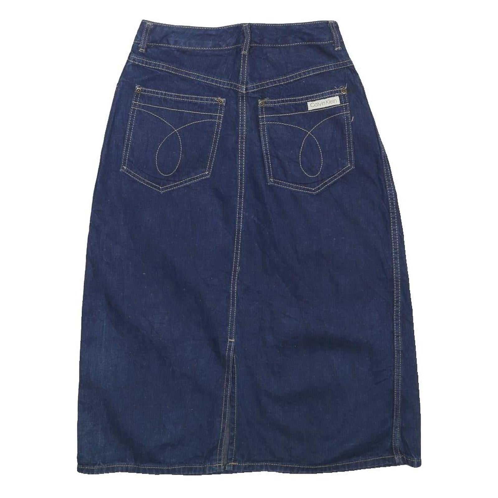 CALVIN KLEIN Womens Blue Denim Straight Knee Length Denim Skirt S Elegant Casual