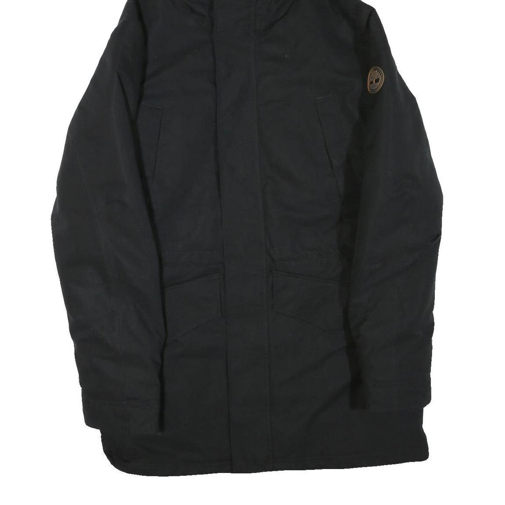 TIMBERLAND Mens Black Outdoor Jacket S Polyester Blend Hooded Zip Plain