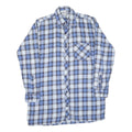 Mens Blue & White Checked Cotton Shirt L Casual Long Sleeve Button Down