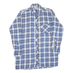 Mens Blue & White Checked Cotton Shirt L Casual Long Sleeve Button Down