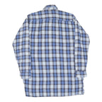 Mens Blue & White Checked Cotton Shirt L Casual Long Sleeve Button Down