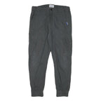 H&M Mens Cotton Blend Black Relaxed Cargo Trousers W30 L25 Casual Zip Pockets