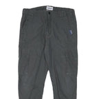 H&M Mens Cotton Blend Black Relaxed Cargo Trousers W30 L25 Casual Zip Pockets