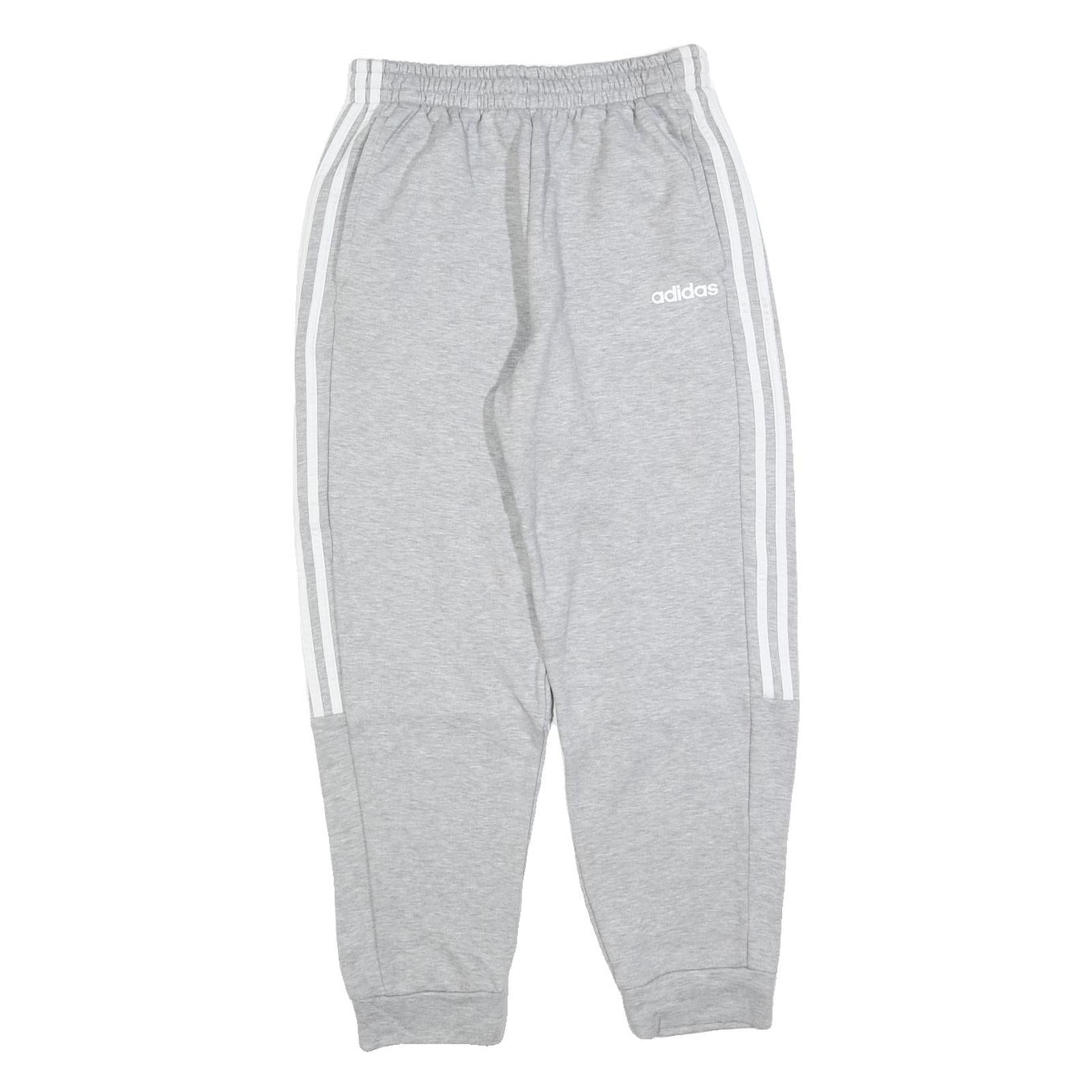 ADIDAS Womens Joggers Grey & White Regular Tapered M W28 L28 Comfortable Cotton