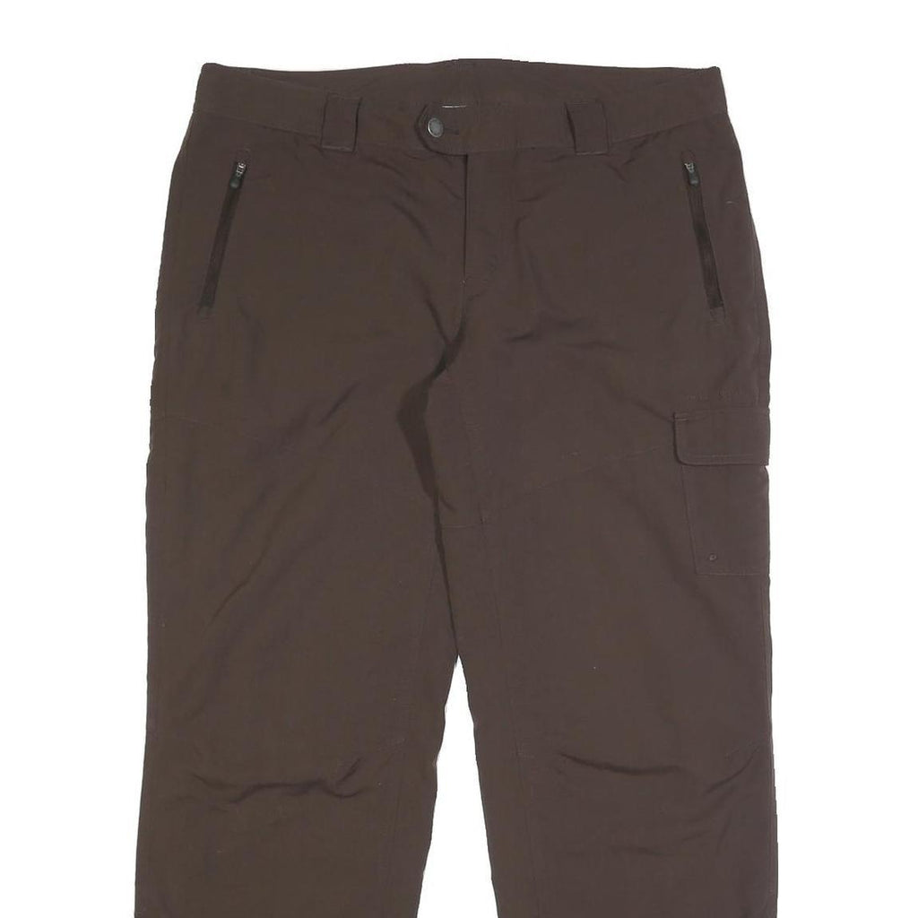 COLUMBIA Lined Womens Nylon Brown Relaxed Straight Trousers W36 L30 Outdoor Zip