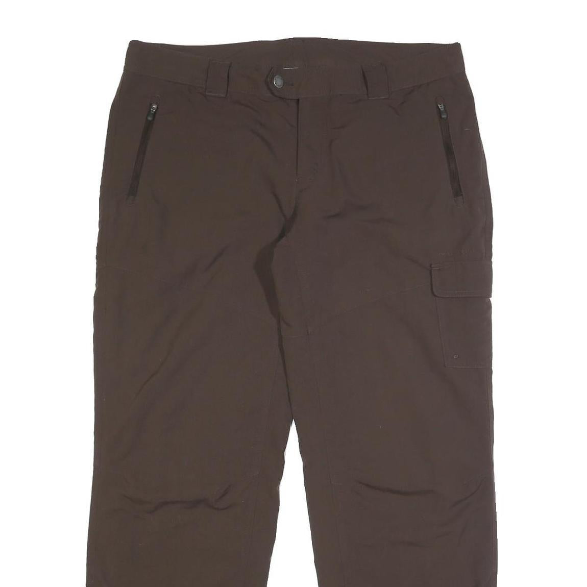 COLUMBIA Lined Womens Nylon Brown Relaxed Straight Trousers W36 L30 Outdoor Zip