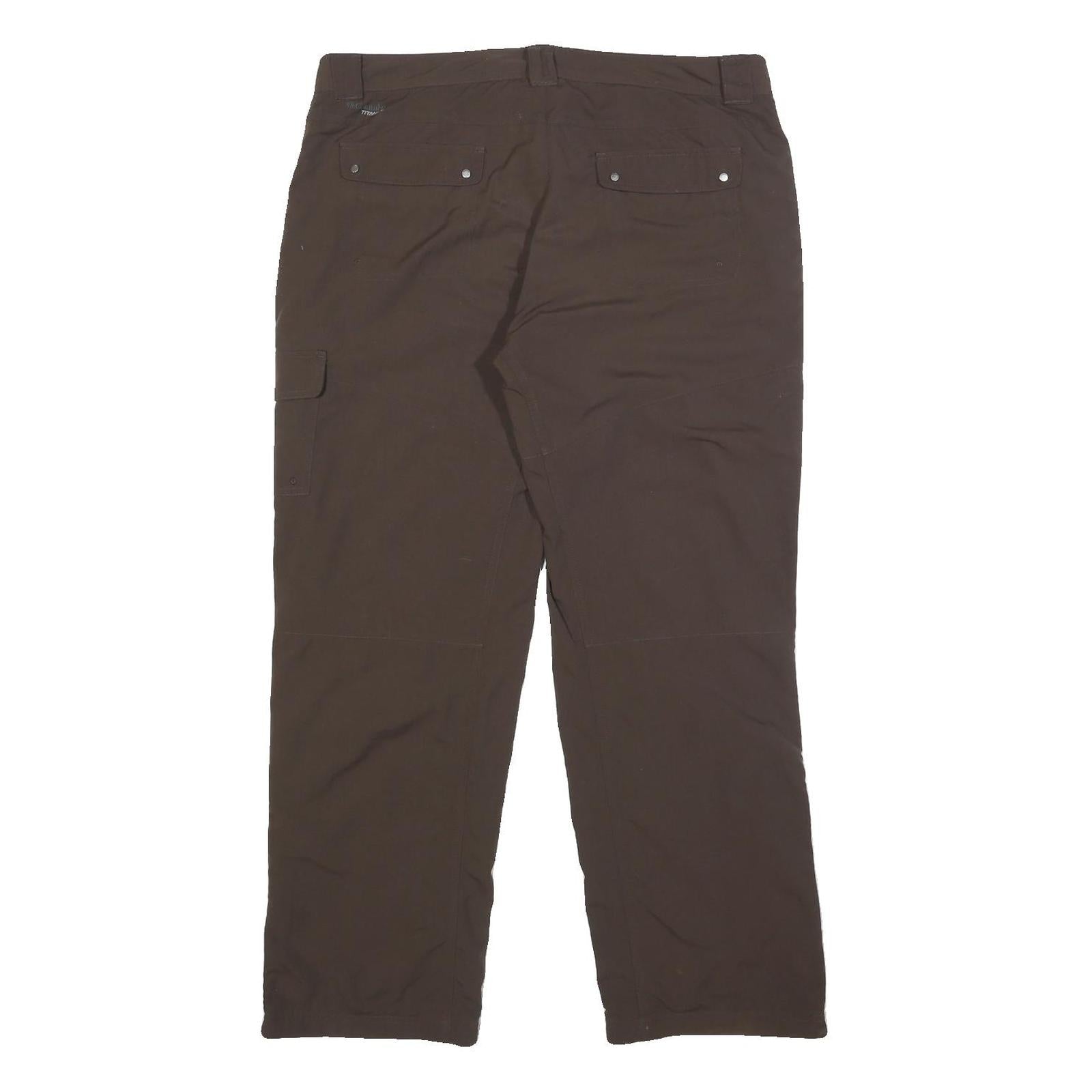 COLUMBIA Lined Womens Nylon Brown Relaxed Straight Trousers W36 L30 Outdoor Zip