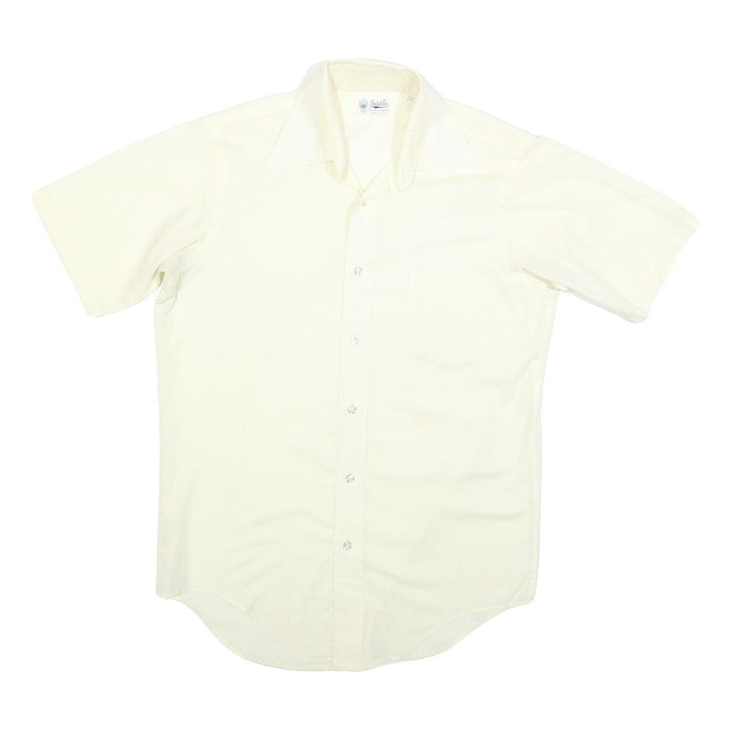 DEUTCH BROS Mens Cream Shirt M Cotton Blend Button Short Sleeve Casual