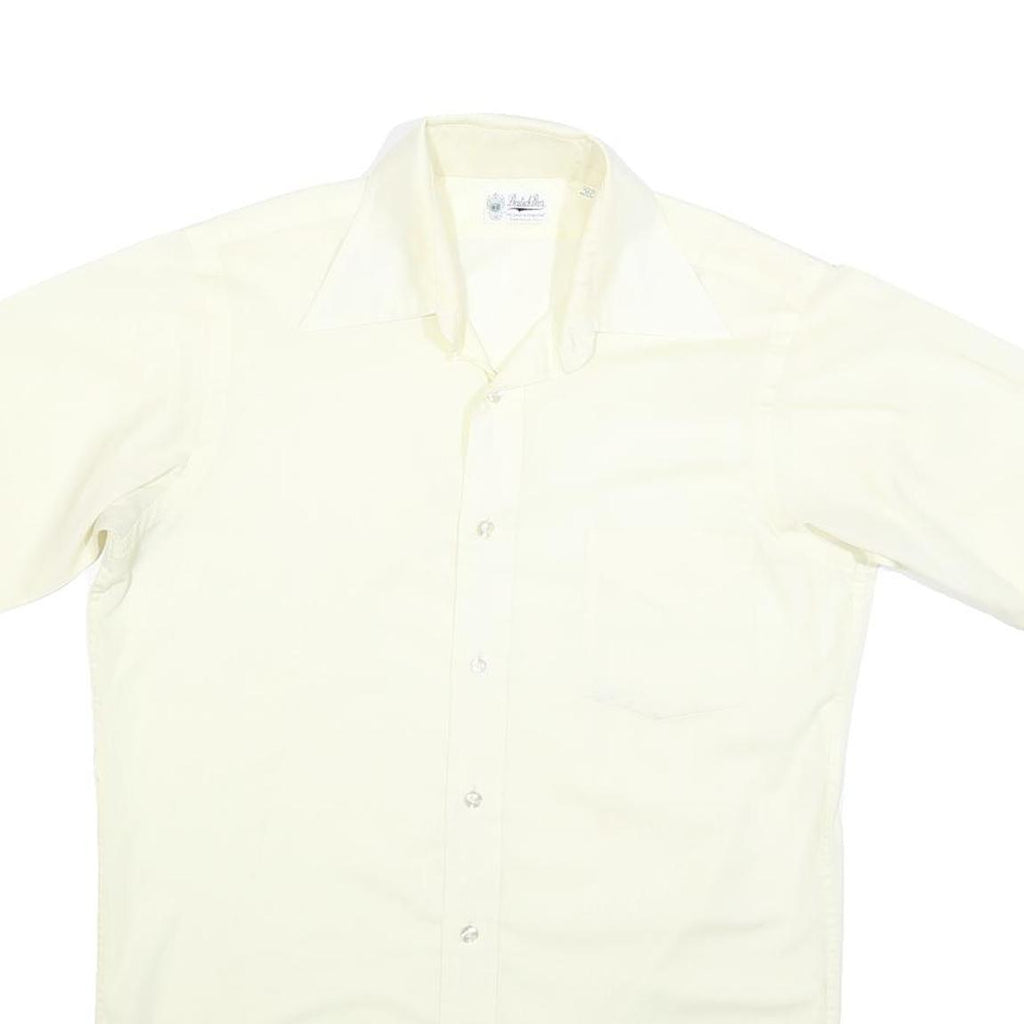 DEUTCH BROS Mens Cream Shirt M Cotton Blend Button Short Sleeve Casual