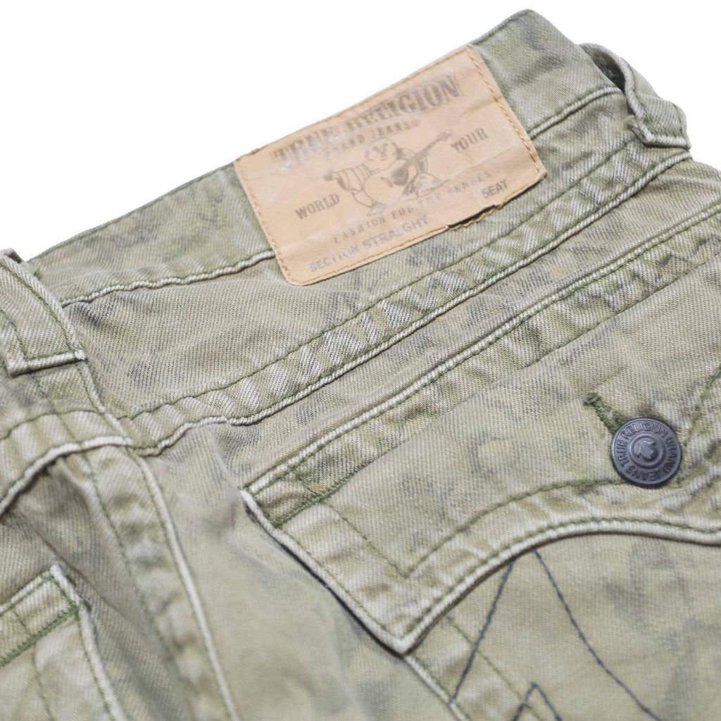TRUE RELIGION Mens Jeans Green Regular Straight Denim Stone Wash W30 L32 Zip