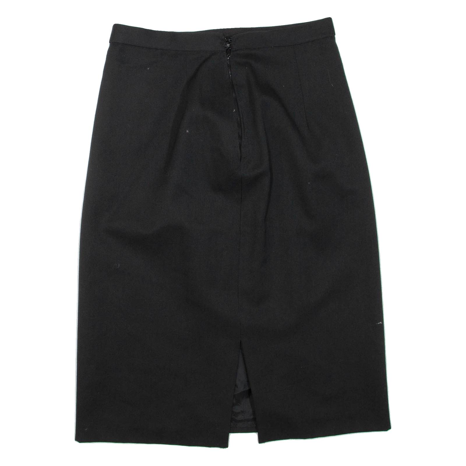 Womens Pencil Skirt Black Midi Wool M