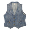 FADED GLORY Womens Blue Denim Button Jacket S Cotton Blend Sleeveless Casual