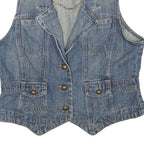 FADED GLORY Womens Blue Denim Button Jacket S Cotton Blend Sleeveless Casual