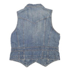 FADED GLORY Womens Blue Denim Button Jacket S Cotton Blend Sleeveless Casual
