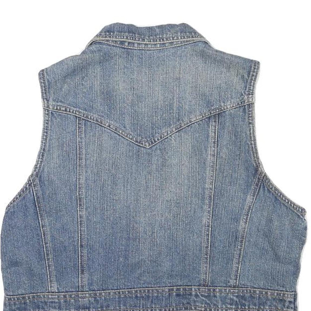 FADED GLORY Womens Blue Denim Button Jacket S Cotton Blend Sleeveless Casual