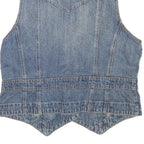 FADED GLORY Womens Blue Denim Button Jacket S Cotton Blend Sleeveless Casual