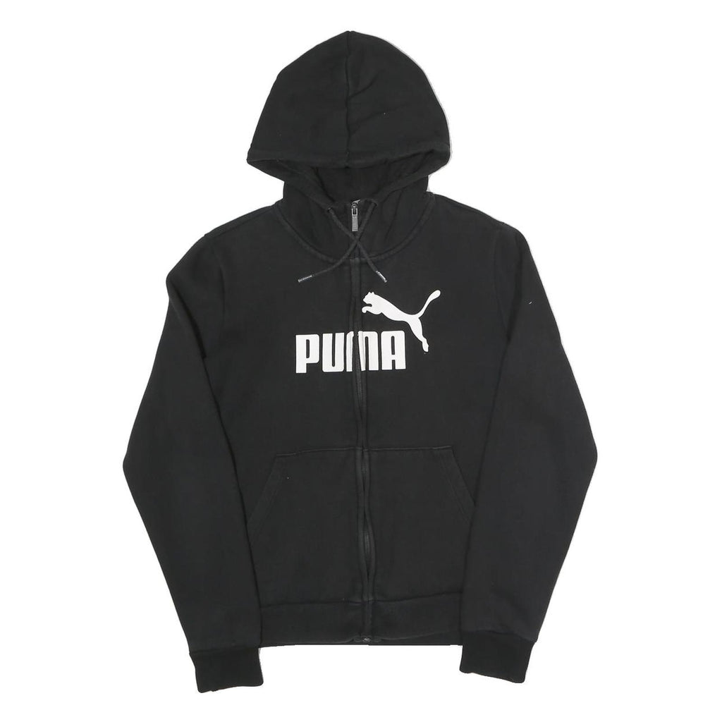 PUMA Womens Black Full Zip Hoodie UK 12 Cotton Blend Casual Sportswear