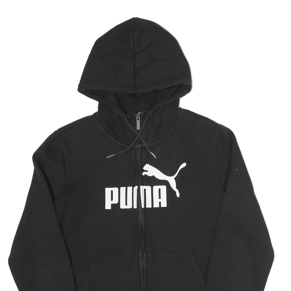PUMA Womens Black Full Zip Hoodie UK 12 Cotton Blend Casual Sportswear