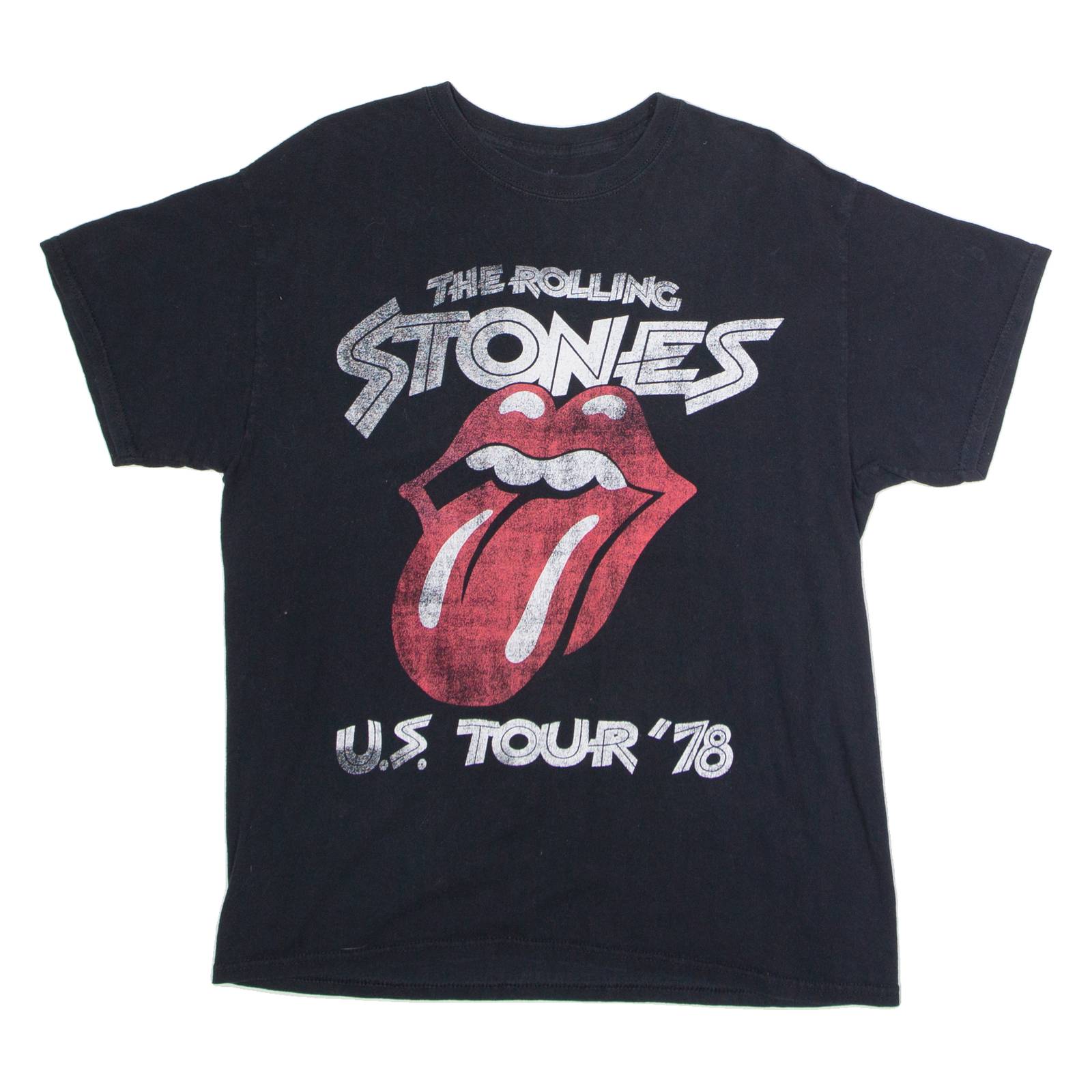 THE ROLLING STONES U.S. Tour '78 Mens Band T-Shirt Black Crew Neck L