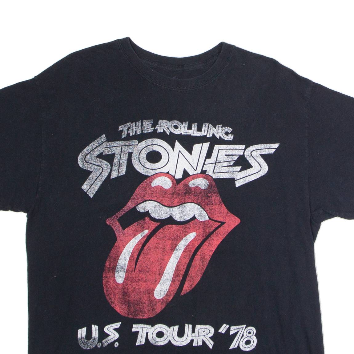 THE ROLLING STONES U.S. Tour '78 Mens Band T-Shirt Black Crew Neck L