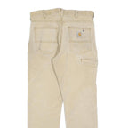 CARHARTT Mens Cotton Blend Beige Relaxed Zip Trousers W32 L30 Workwear Casual