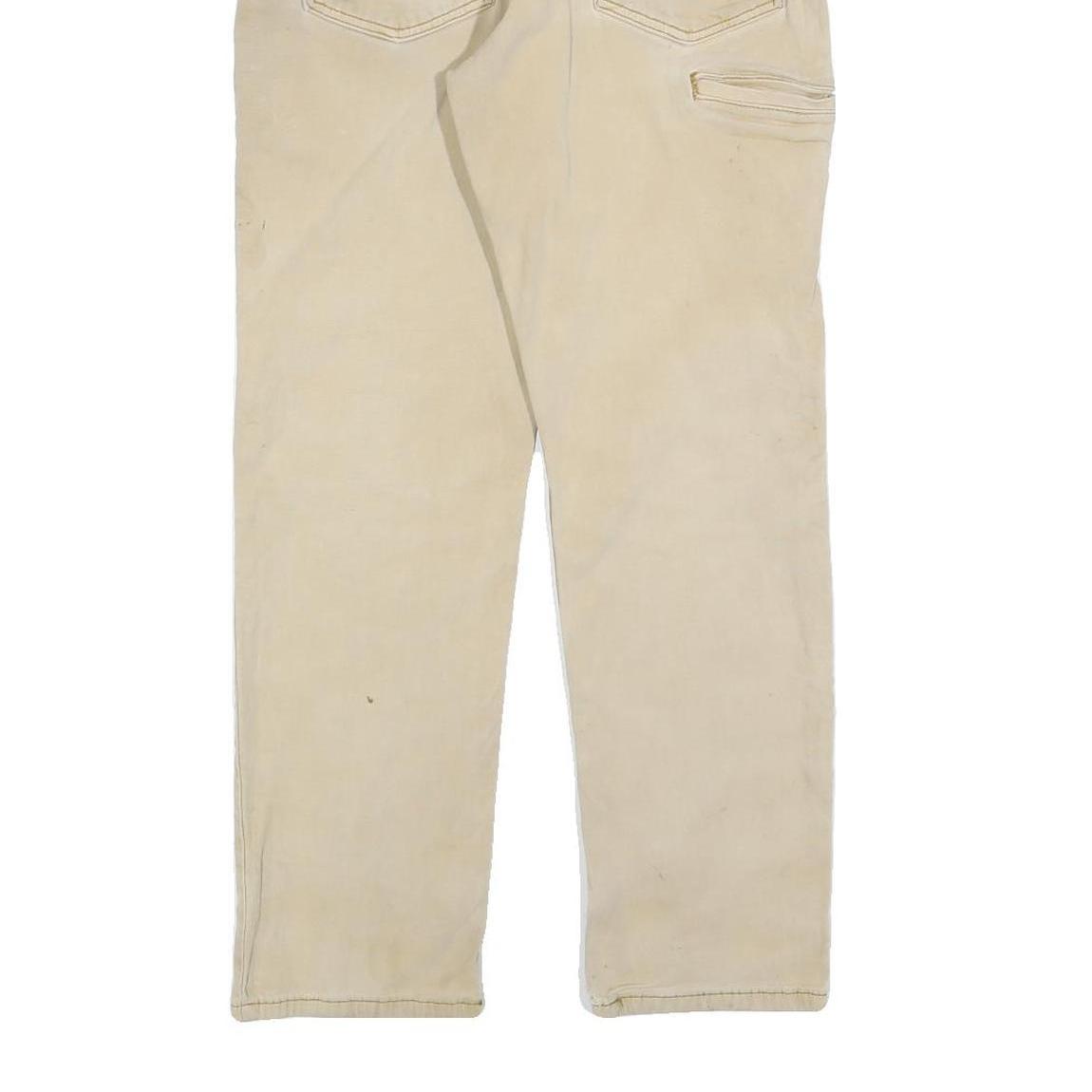 CARHARTT Mens Cotton Blend Beige Relaxed Zip Trousers W32 L30 Workwear Casual