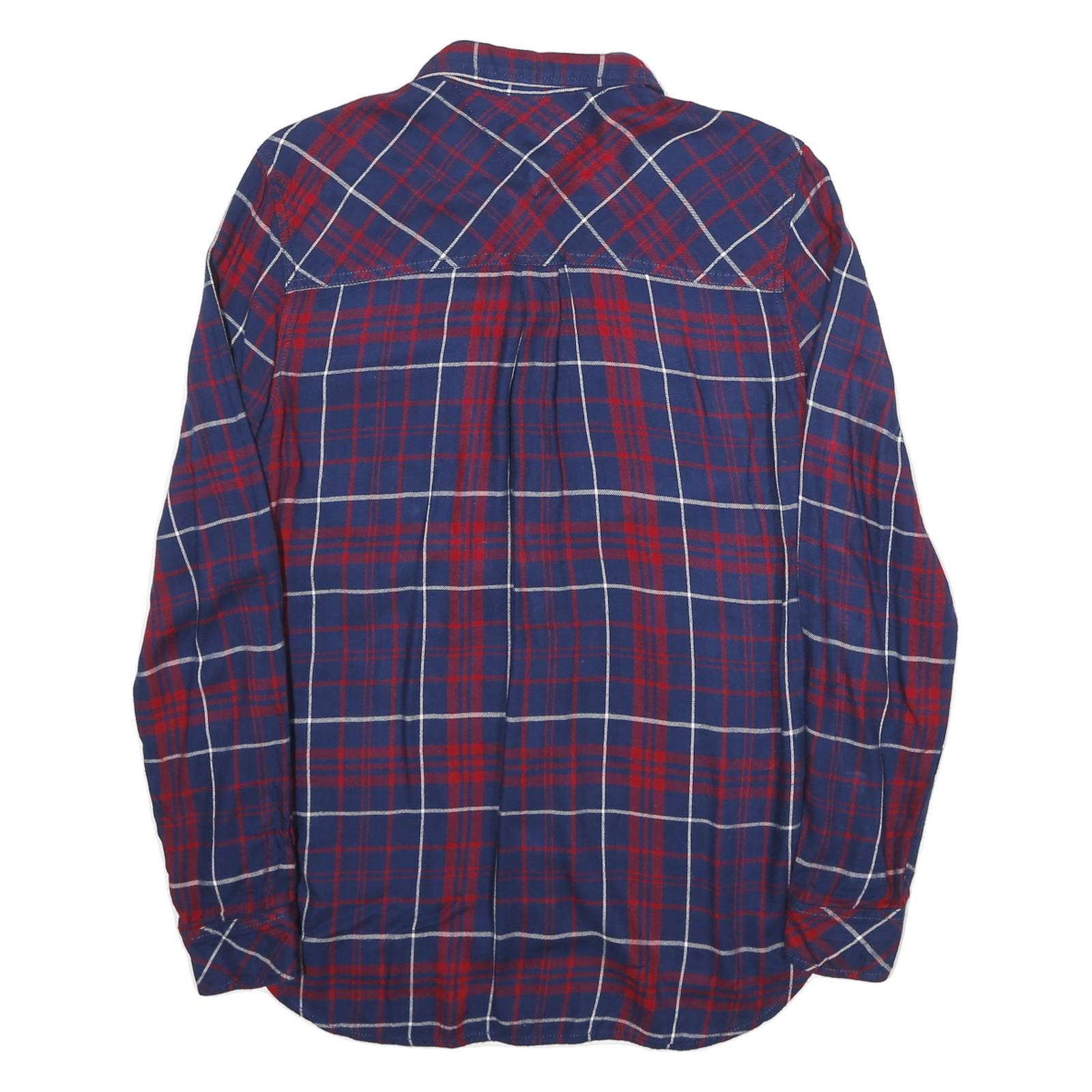 TOMMY HILFIGER Womens Blue & Red Checked Shirt L Button Front Cotton Blend