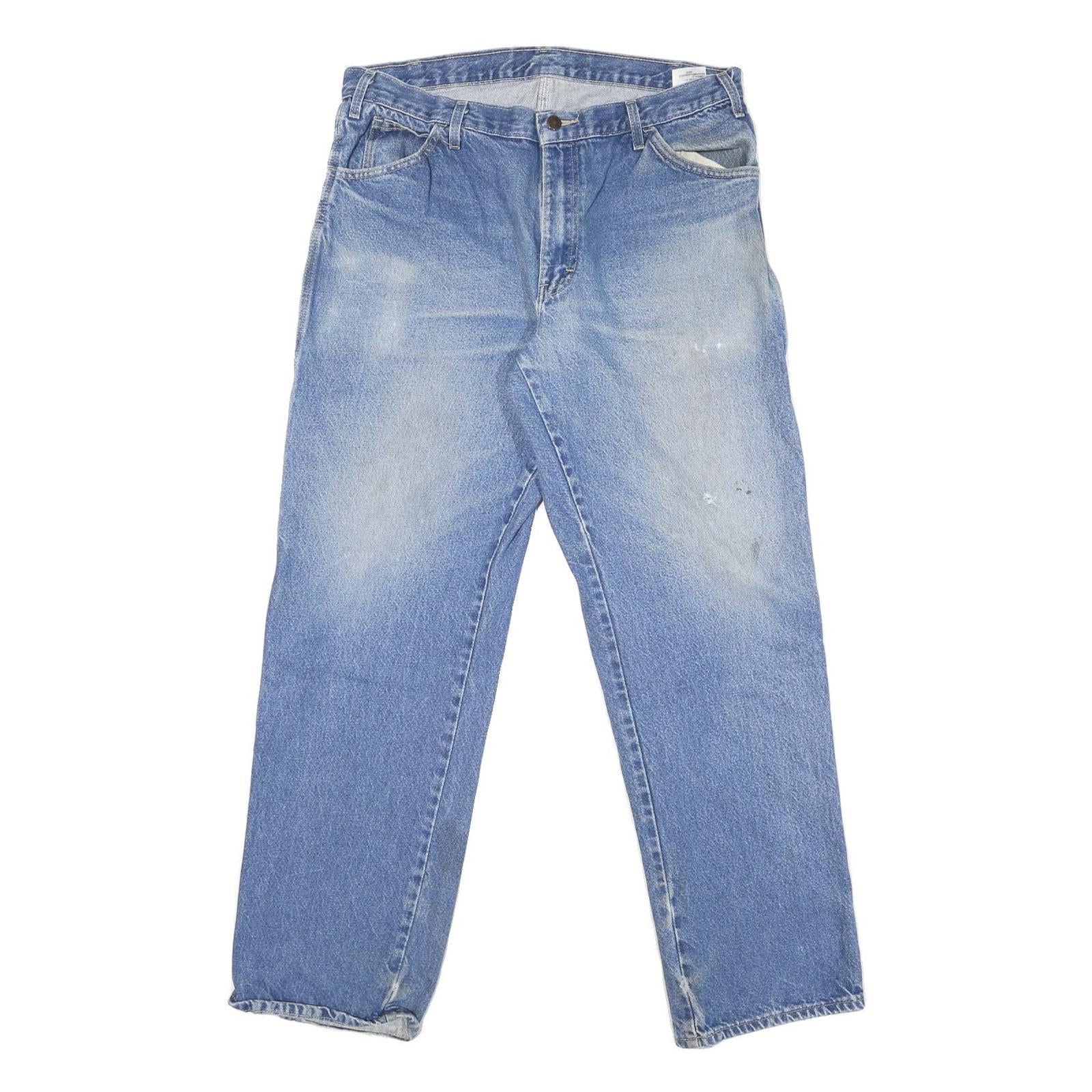 DICKIES Mens Regular Fit Light Blue Denim Jeans W34 L31 Workwear Style Zip