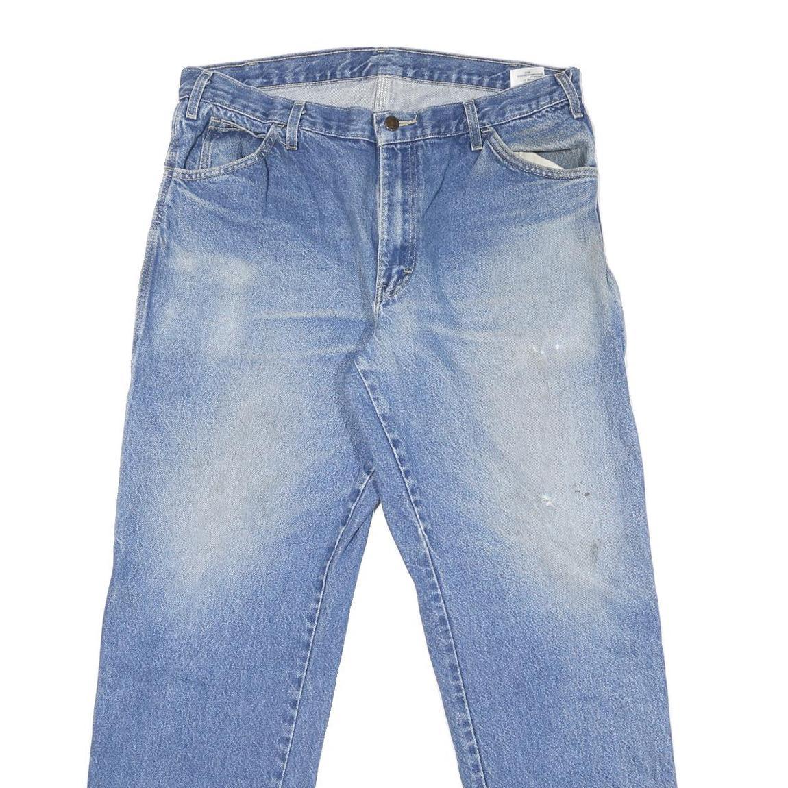 DICKIES Mens Regular Fit Light Blue Denim Jeans W34 L31 Workwear Style Zip