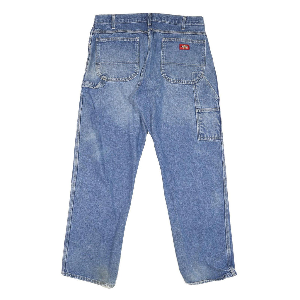 DICKIES Mens Regular Fit Light Blue Denim Jeans W34 L31 Workwear Style Zip