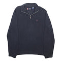 CHAPS Mens Navy Blue Plain Cotton Jumper Quarter Zip Regular L
