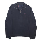 CHAPS Mens Navy Blue Plain Cotton Jumper Quarter Zip Regular L
