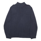 CHAPS Mens Navy Blue Plain Cotton Jumper Quarter Zip Regular L