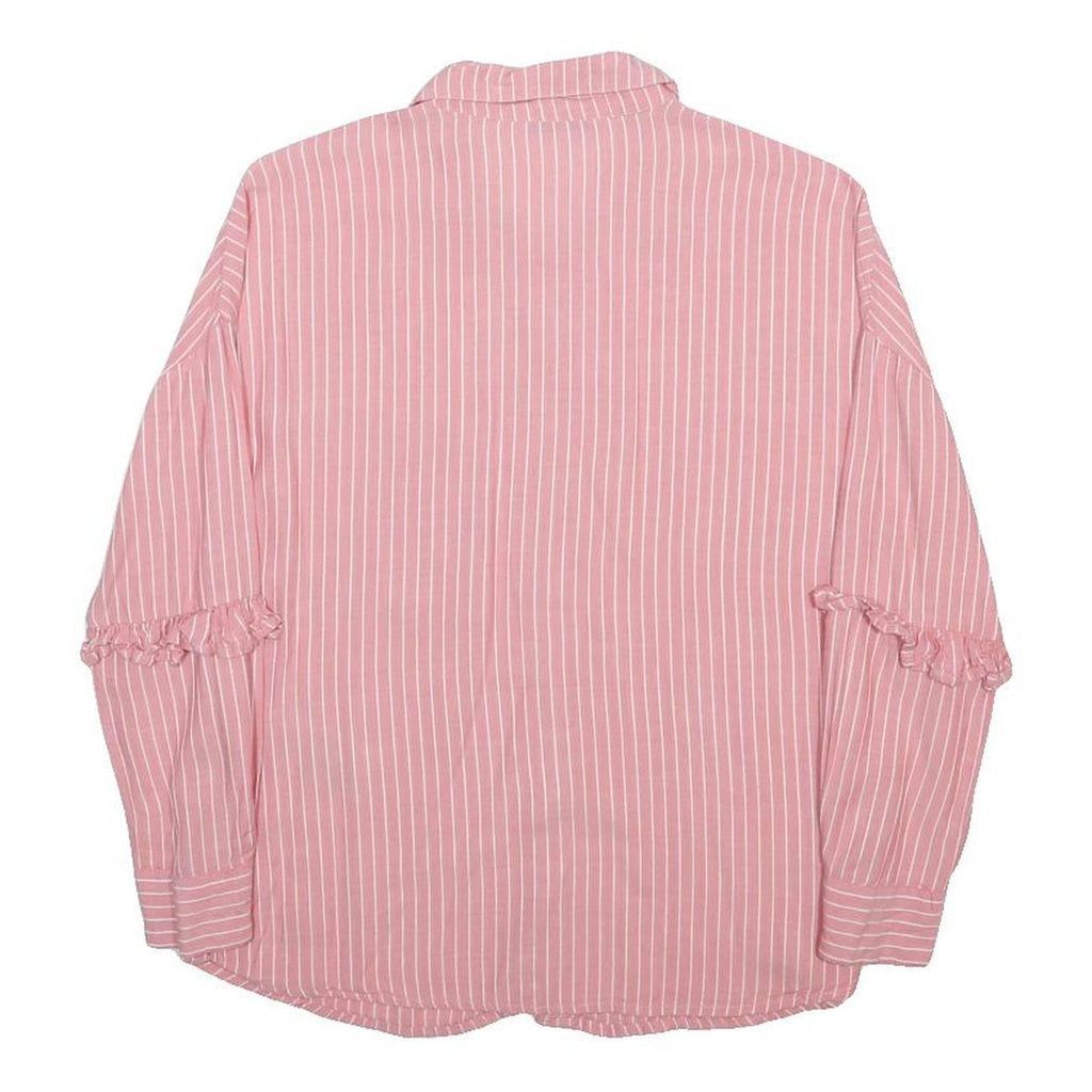 ONLY Womens Pink & White Striped Shirt S Button Down Relaxed Fit Casual