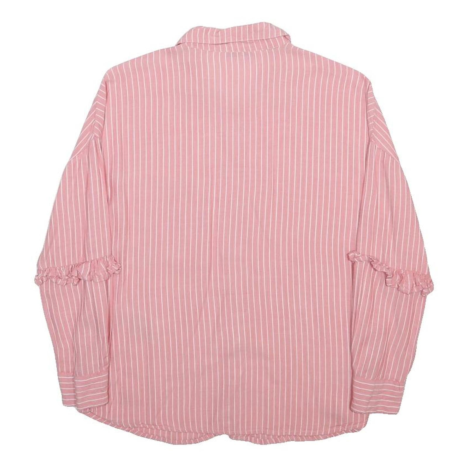 ONLY Womens Pink & White Striped Shirt S Button Down Relaxed Fit Casual