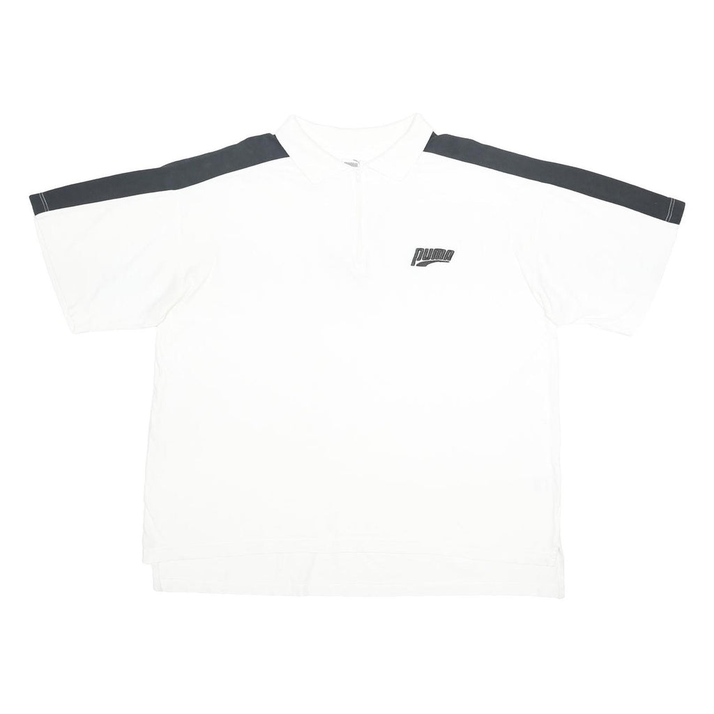 PUMA Mens White & Black Short Sleeve Plain XL Cotton Polo Shirt Casual
