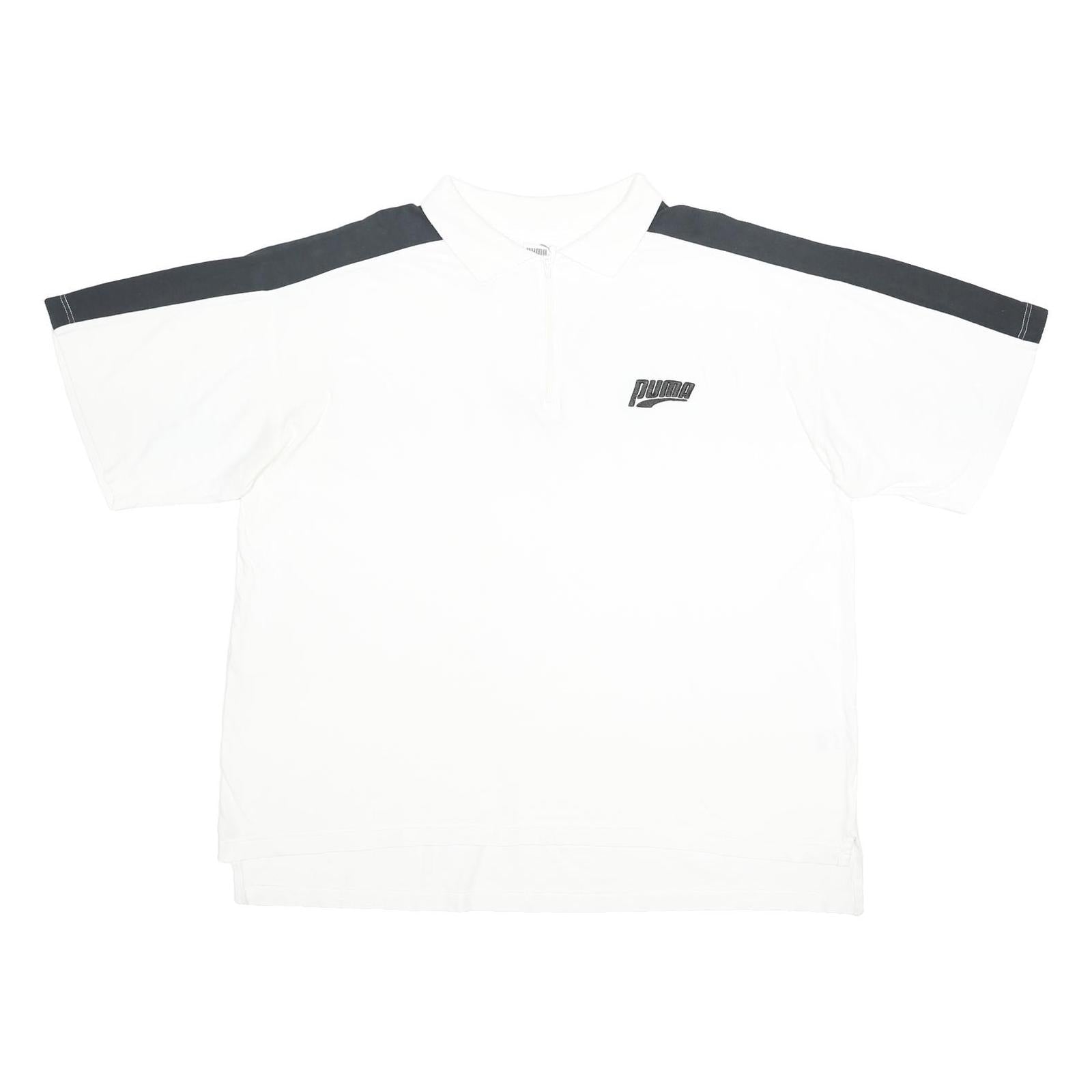 PUMA Mens White & Black Short Sleeve Plain XL Cotton Polo Shirt Casual