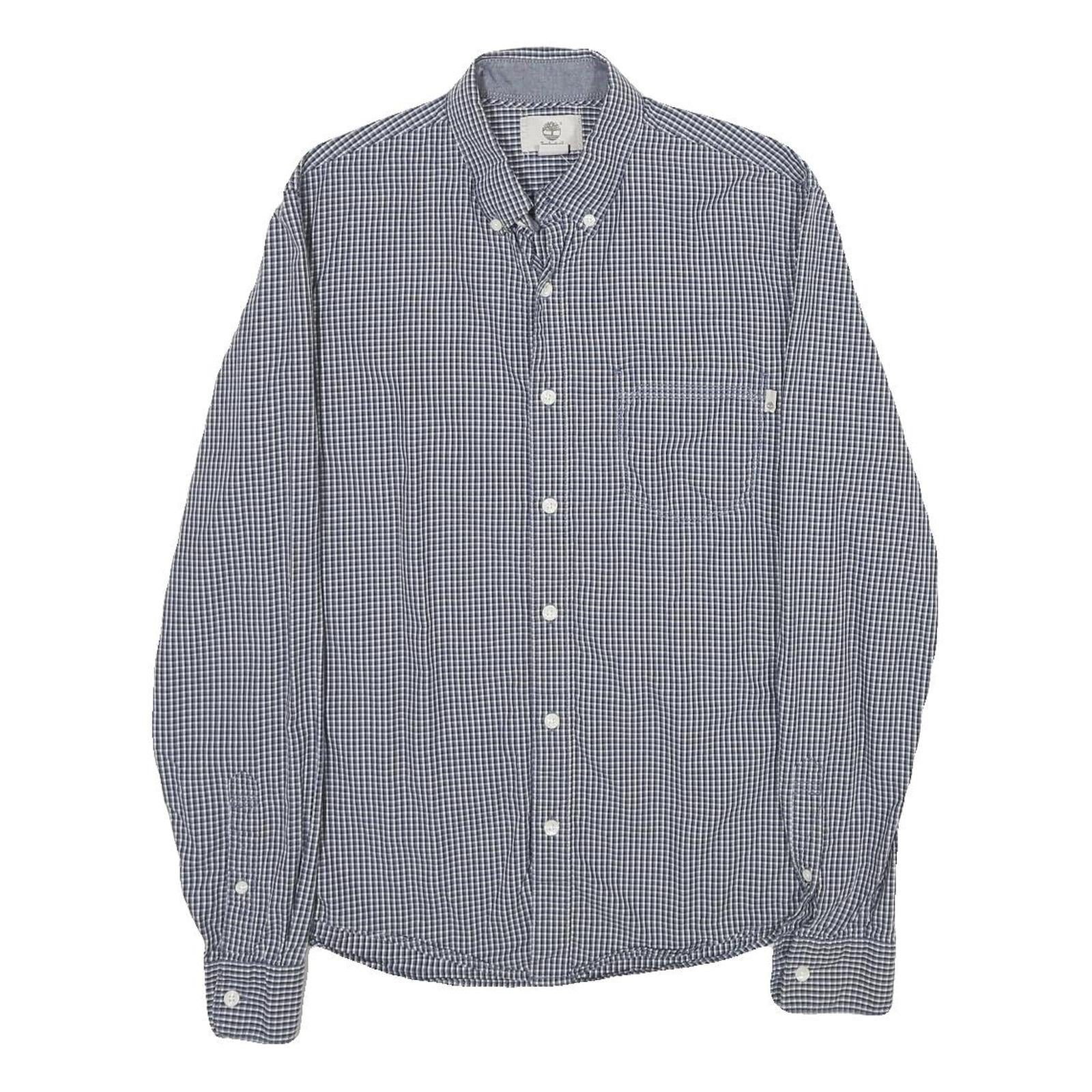 TIMBERLAND Mens Blue Check Shirt S Button Down Collar Cotton Long Sleeve Casual