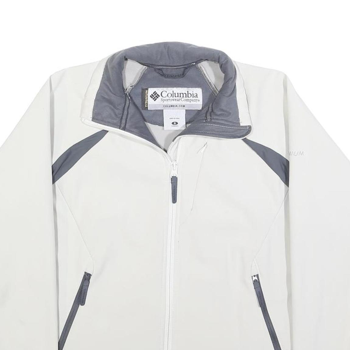 COLUMBIA Womens White & Grey Zip Jacket S Polyester Outdoor Sportswear
