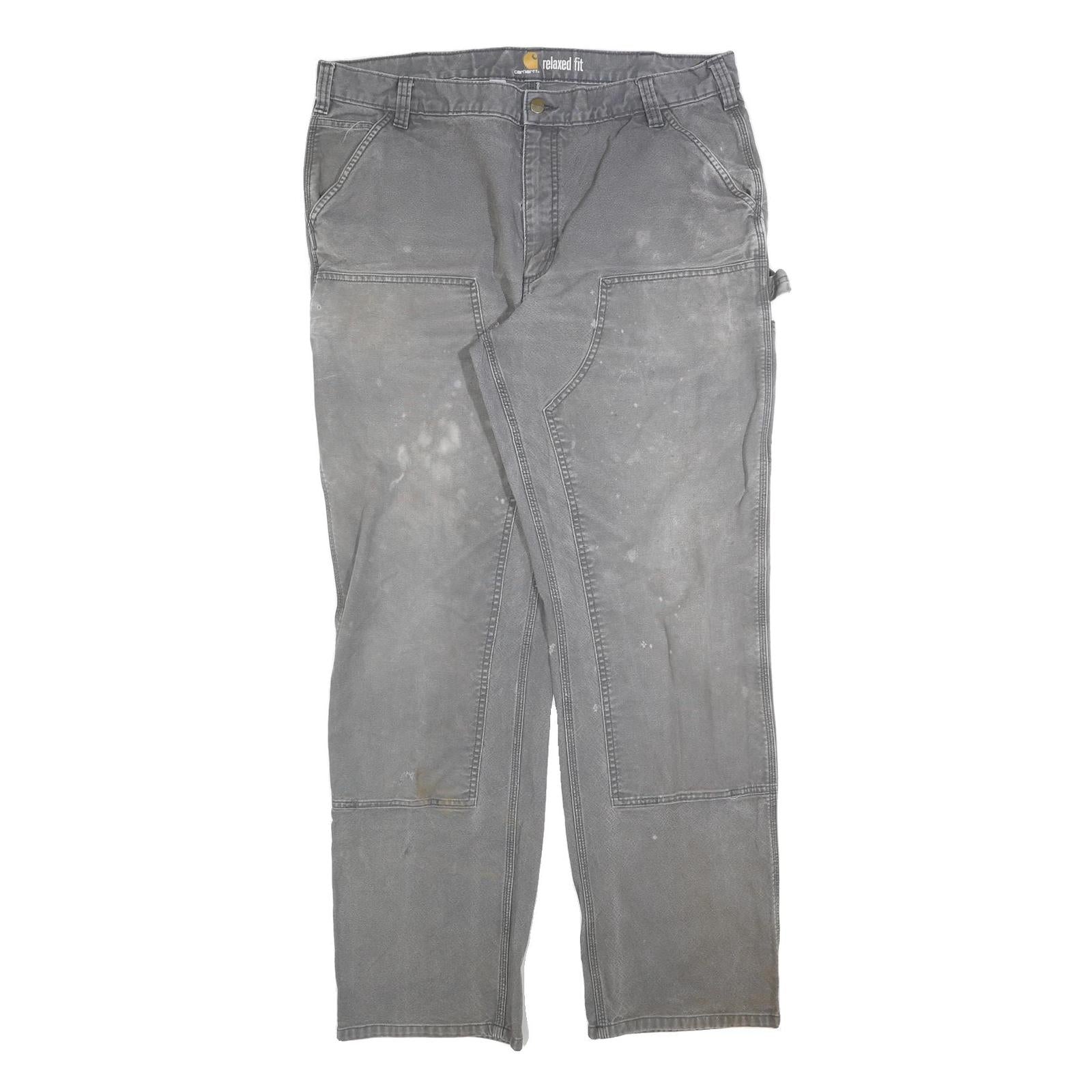 CARHARTT Mens Cotton Blend Grey Relaxed Fit Workwear Trousers W40 L36 Durable