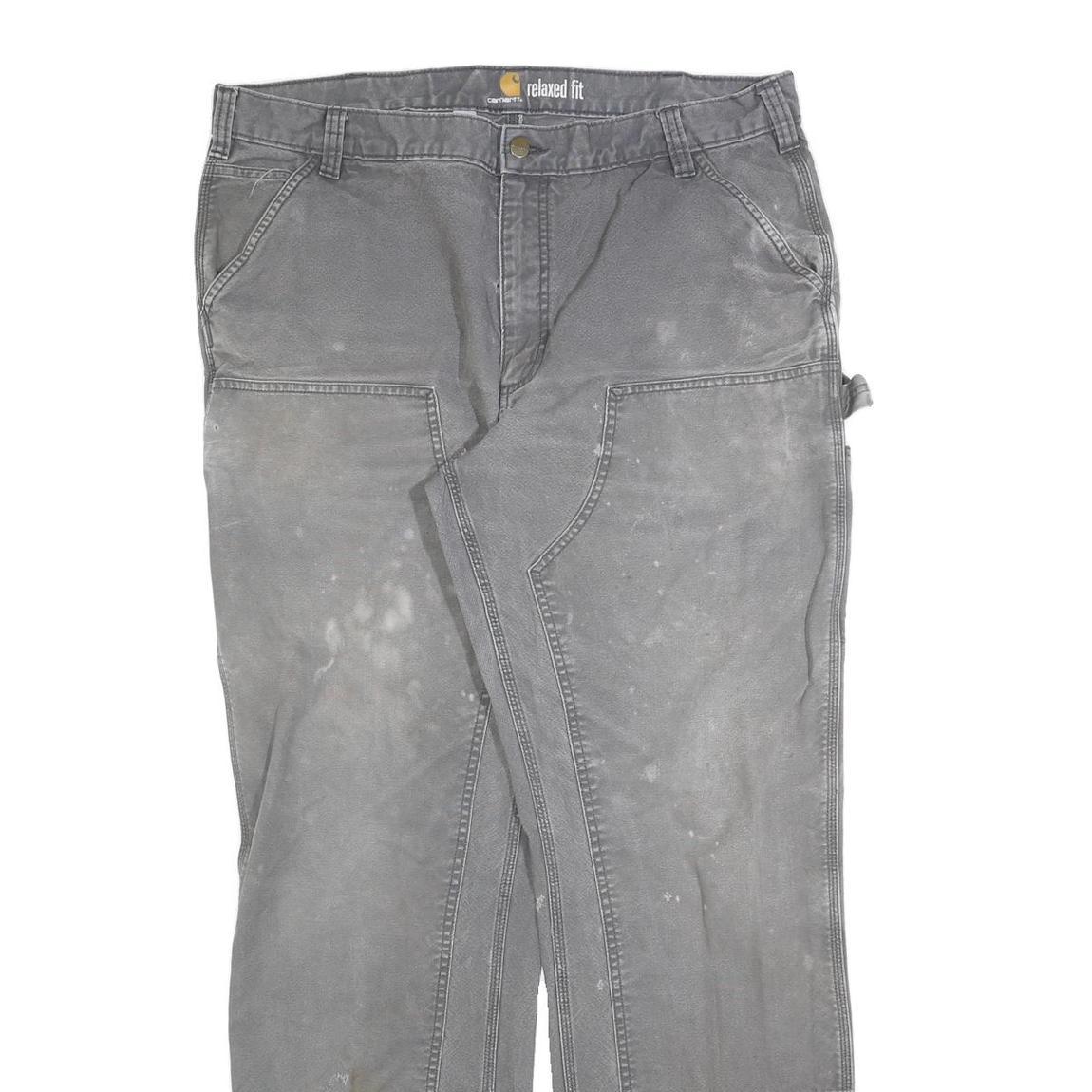 CARHARTT Mens Cotton Blend Grey Relaxed Fit Workwear Trousers W40 L36 Durable